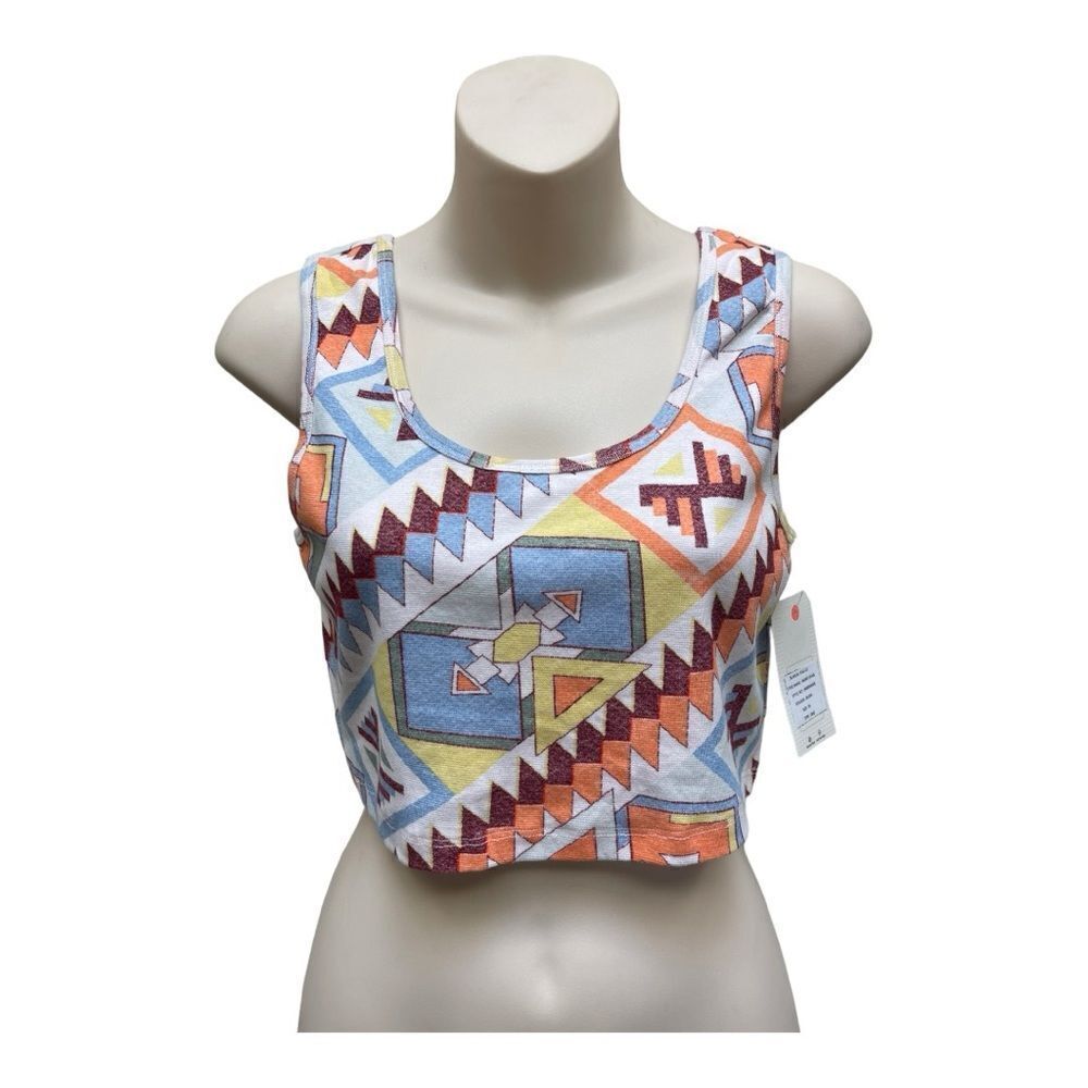 NWT Billabong Crop Tank Top Boho Aztec Festival Beach Stretch Size M